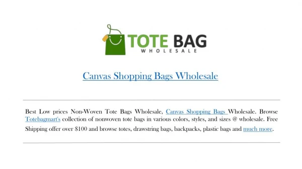 Canvas shopping bags wholesale