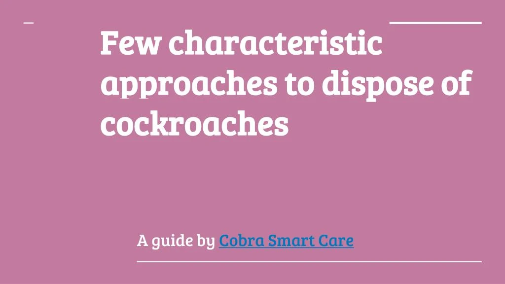 few characteristic approaches to dispose of cockroaches