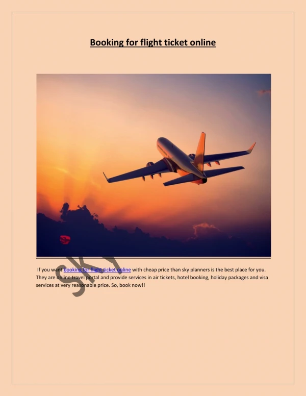 booking for flight ticket online