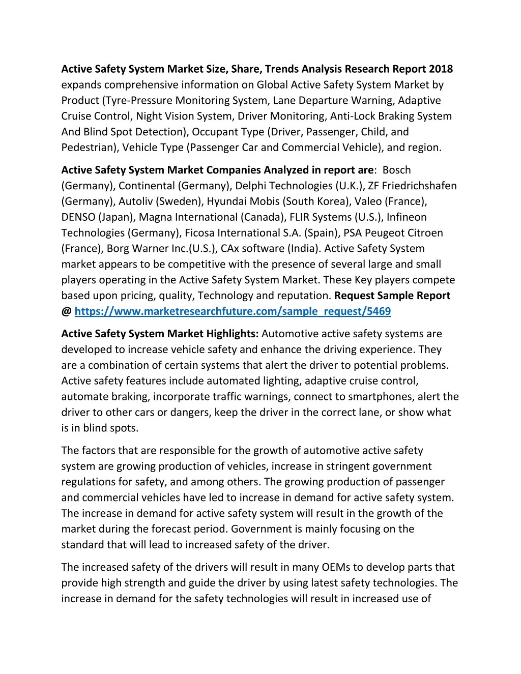 active safety system market size share trends