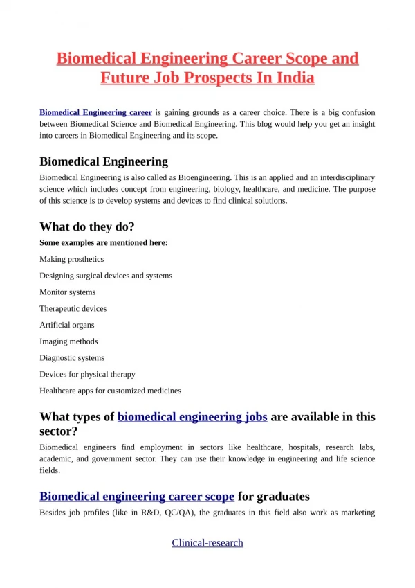 Biomedical Engineering: Career Options, Future Job Prospects And Opportunities In India