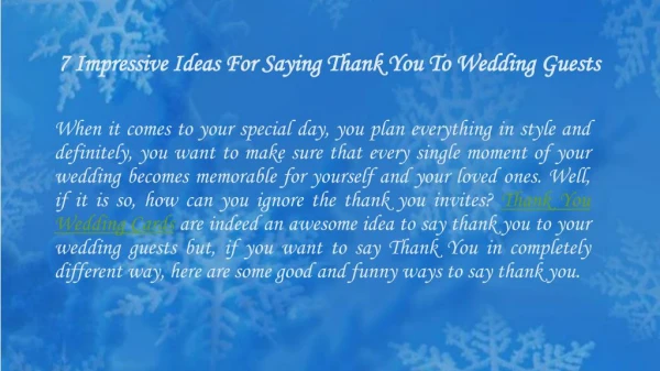 7 Impressive Ideas For Saying Thank You To Wedding Guests - A2zWeddingCards