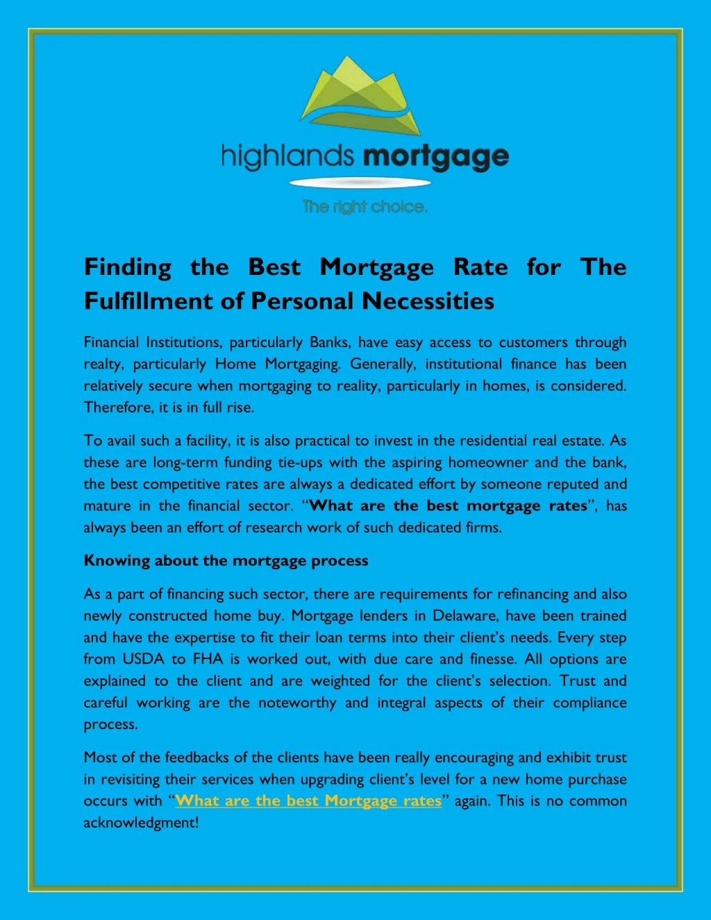 finding the best mortgage rate