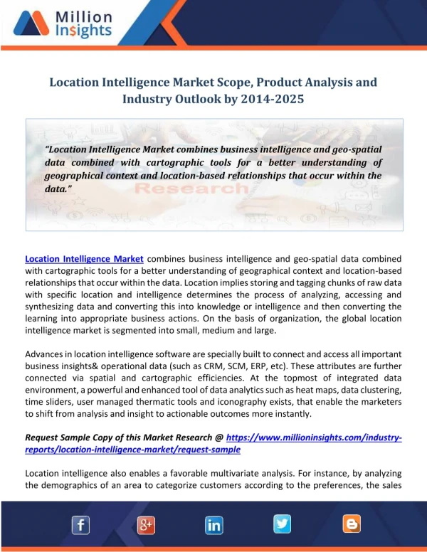 Location Intelligence Market Scope, Product Analysis and Industry Outlook by 2014-2025