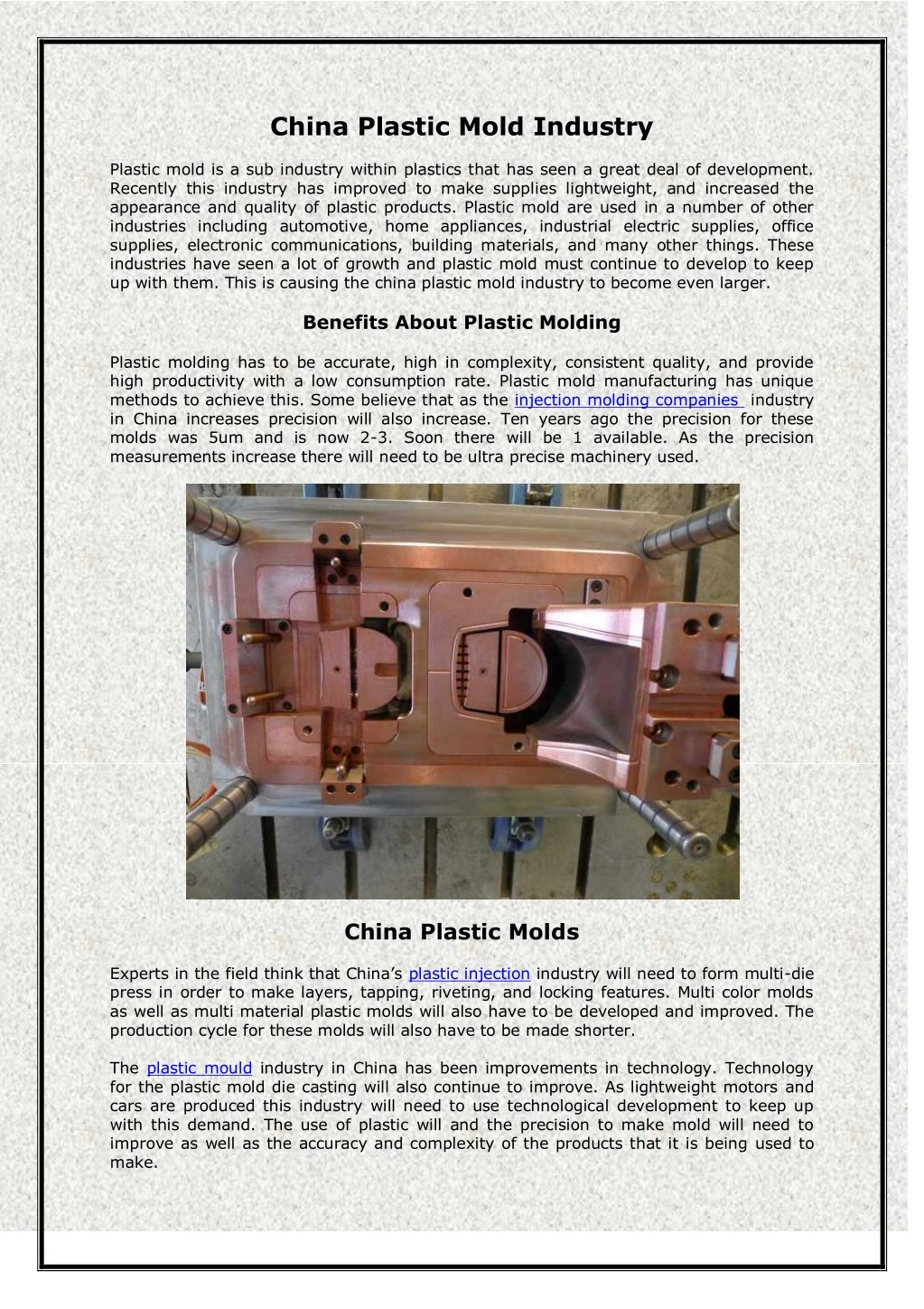 china plastic mold industry