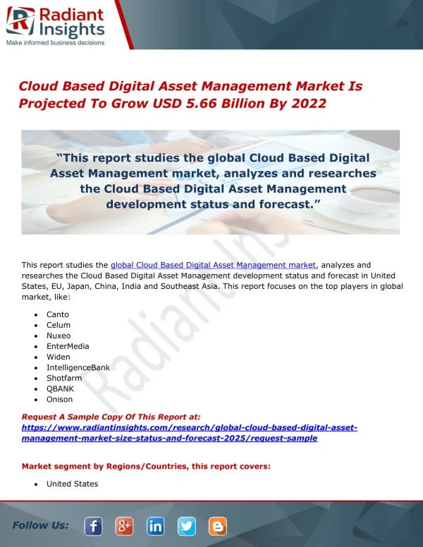 Cloud Based Digital Asset Management Market Is Projected To Grow USD 5.66 Billion By 2022