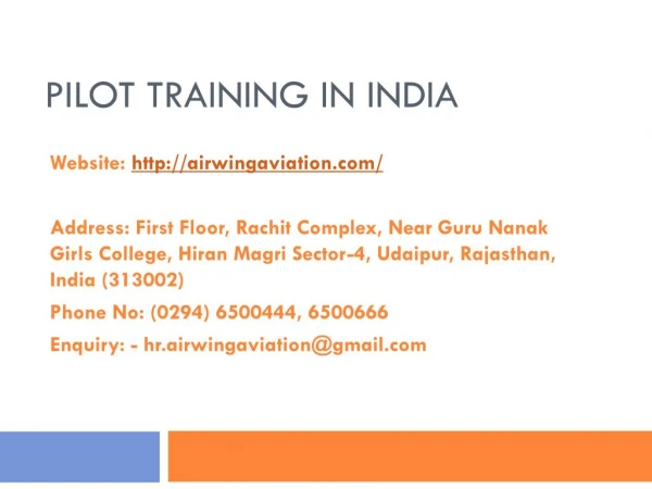 Pilot training in India