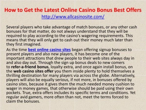 How to Get the Latest Online Casino Bonus Best Offers