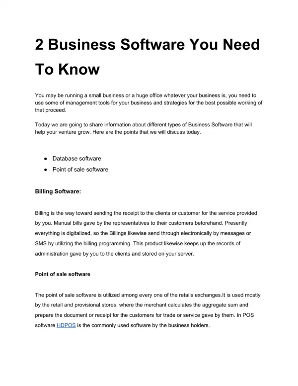 Business Software You Need To Know