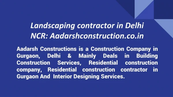 Landscaping contractor in delhi ncr