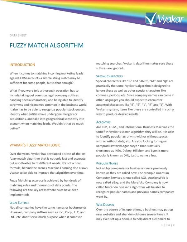 Fuzzy Match Algorithm