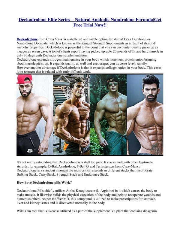 Deckadrolone Elite Series – Natural Anabolic Nandrolone Formula|Get Free Trial Now!!