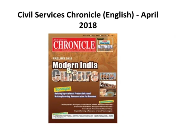 Civil Services Chronicle (English) - April 2018