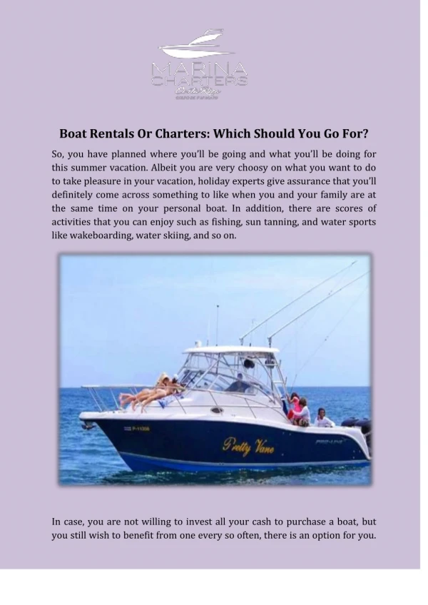 boat rentals or charters which should you go for