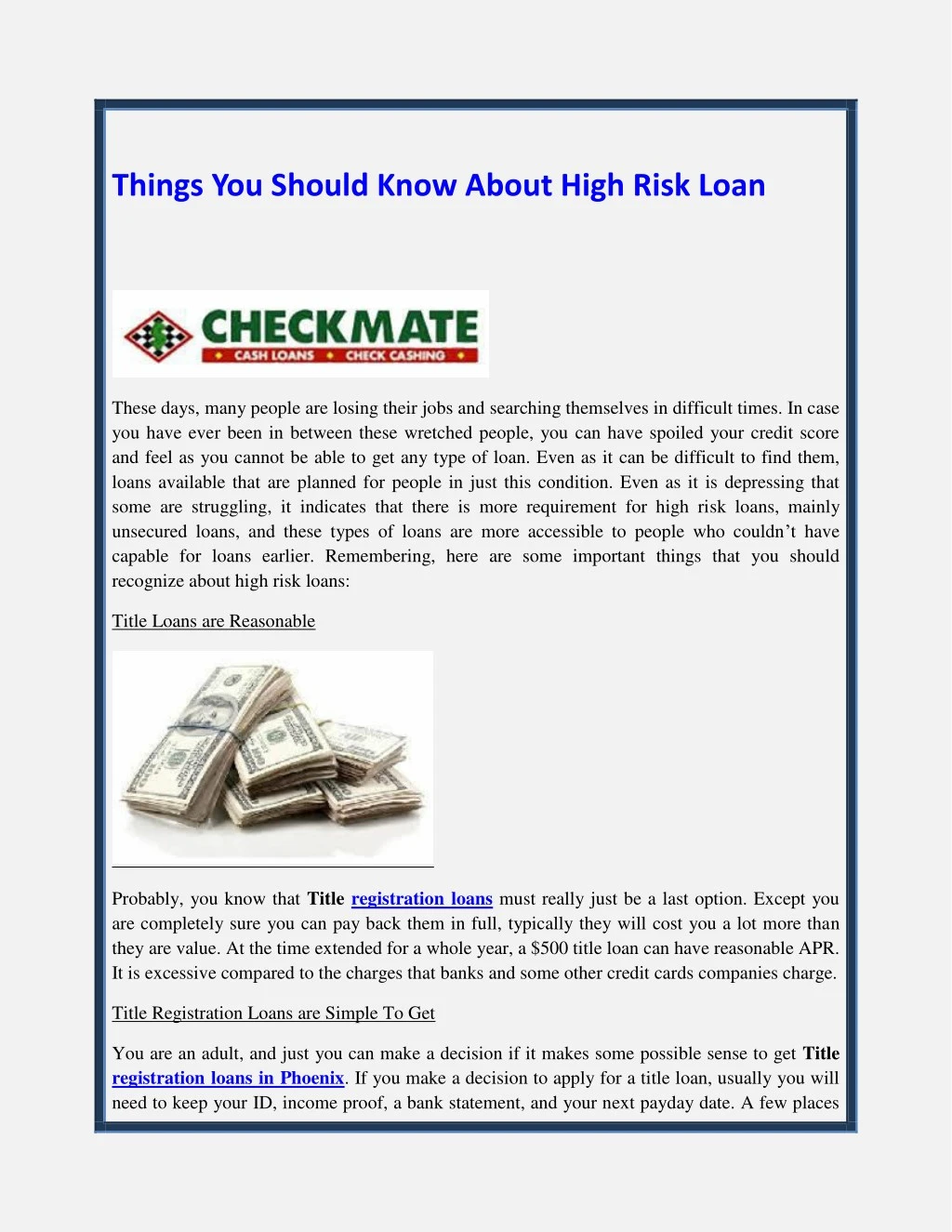 things you should know about high risk loan