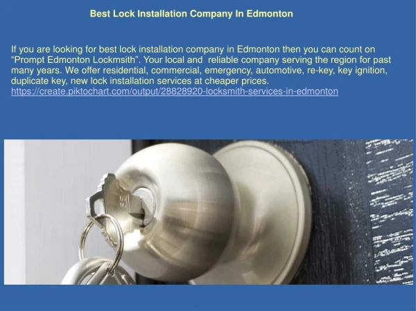 Lock Installation Companies Edmonton