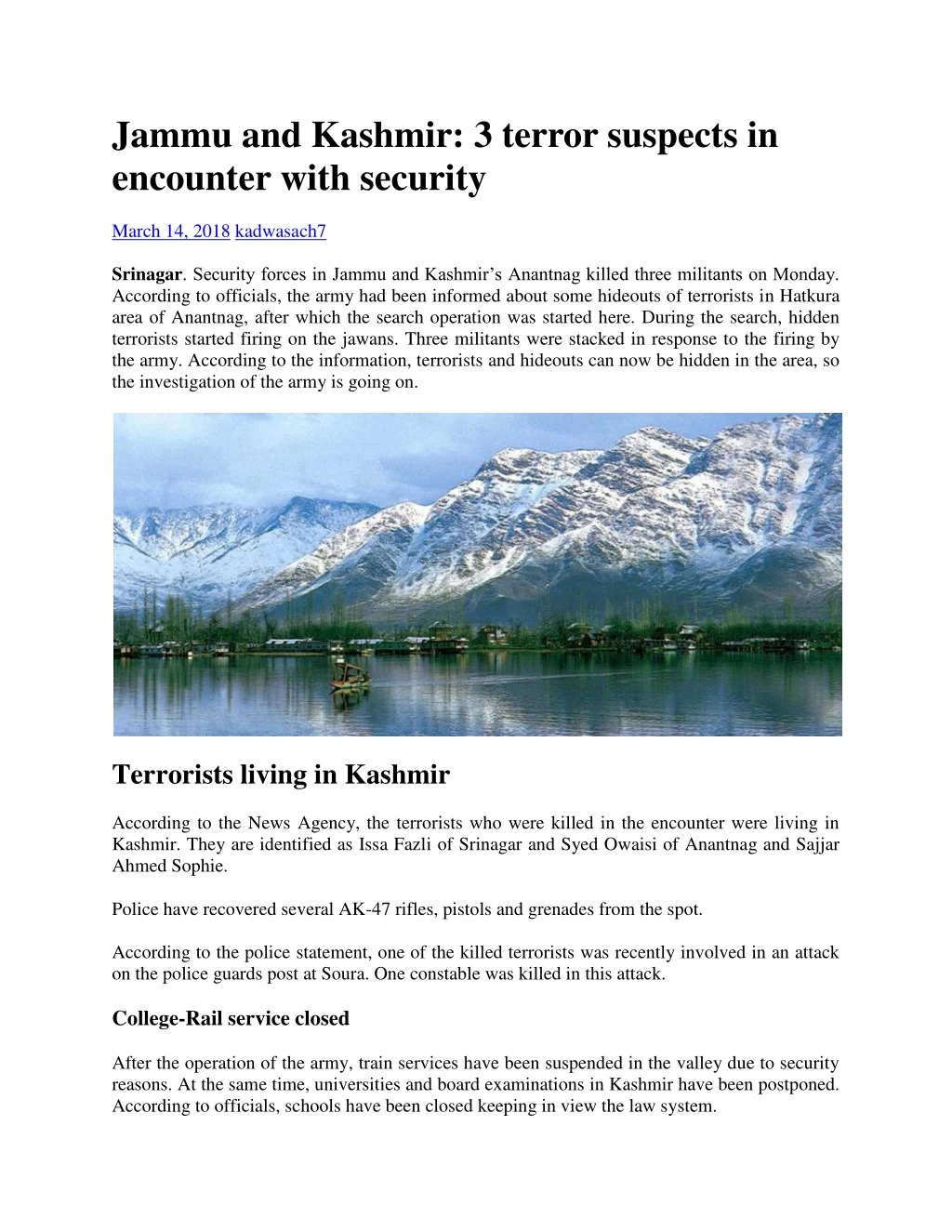 jammu and kashmir 3 terror suspects in encounter