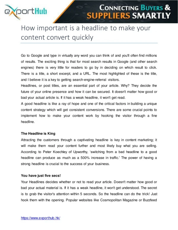 How important is a headline to make your content convert quickly
