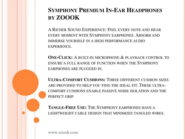 Symphony Premium In-Ear Headphones by ZOOOK