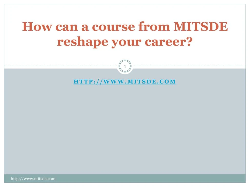 how can a course from mitsde reshape your career