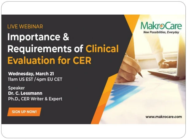Webinar on Importance & Requirements of Clinical Evaluation for CER