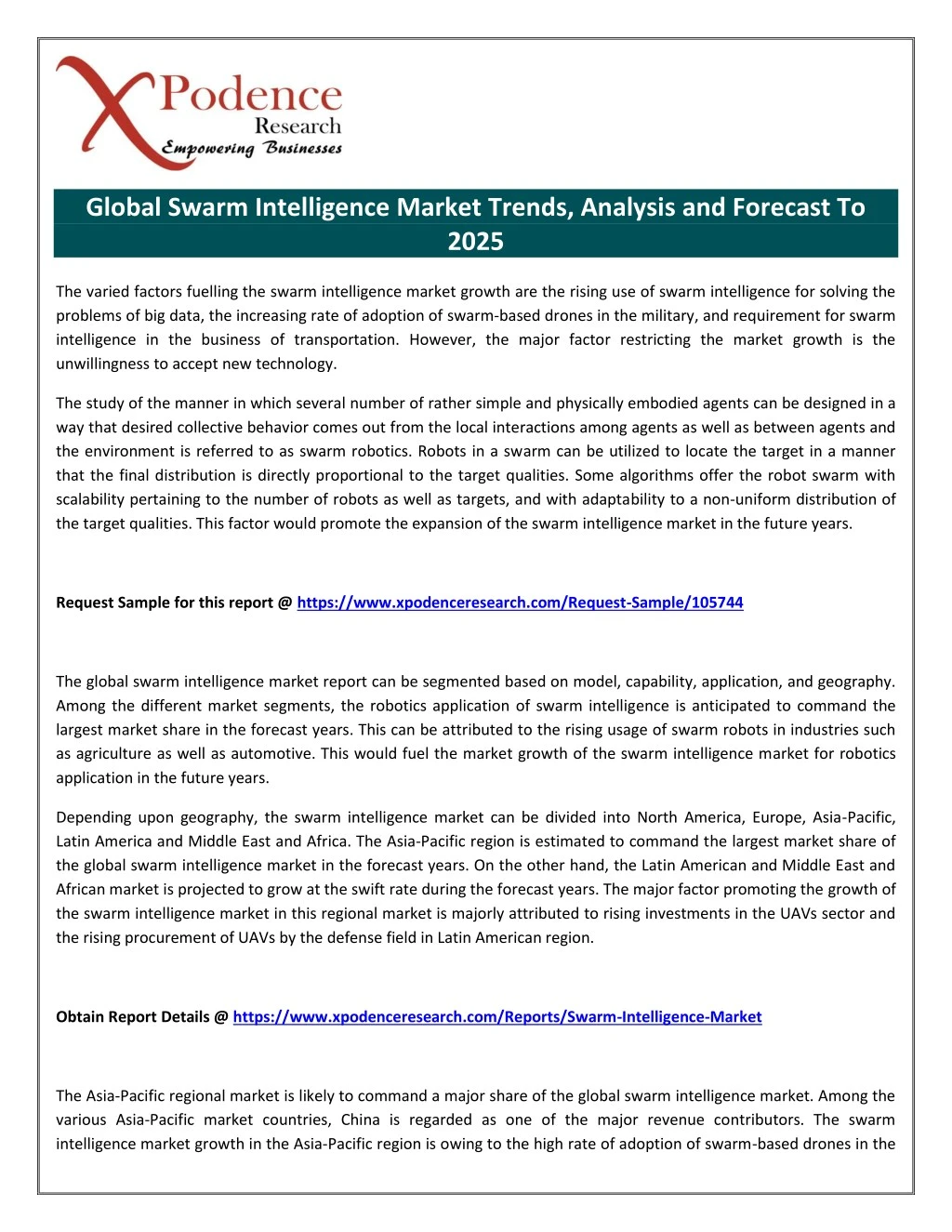 global swarm intelligence market trends analysis
