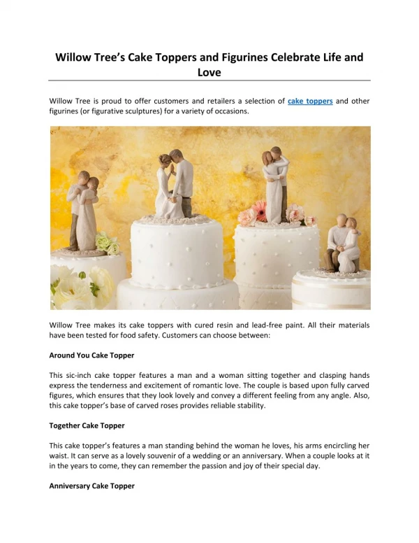 Willow Tree Cake Toppers and Figurines Celebrate Life and Love