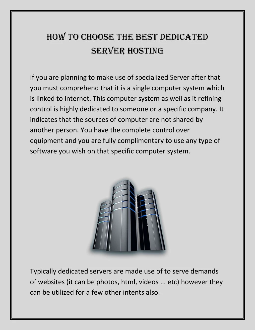 how to choose the best dedicated server hosting