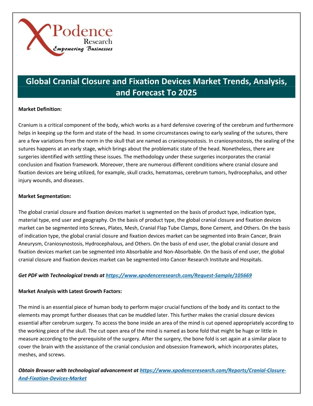 global cranial closure and fixation devices