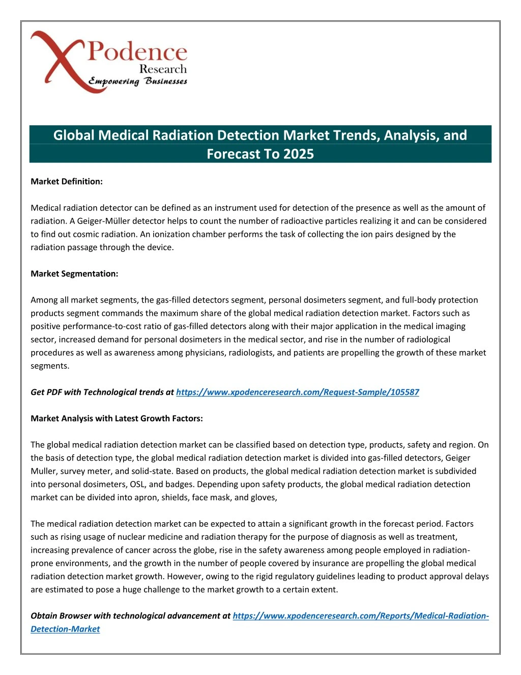 global medical radiation detection market trends