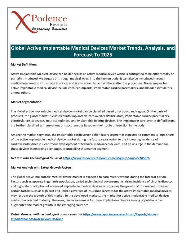 Active Implantable Medical Devices Market Growing Stupendously
