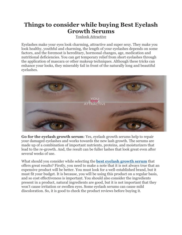 Things to consider while buying Best Eyelash Growth Serums