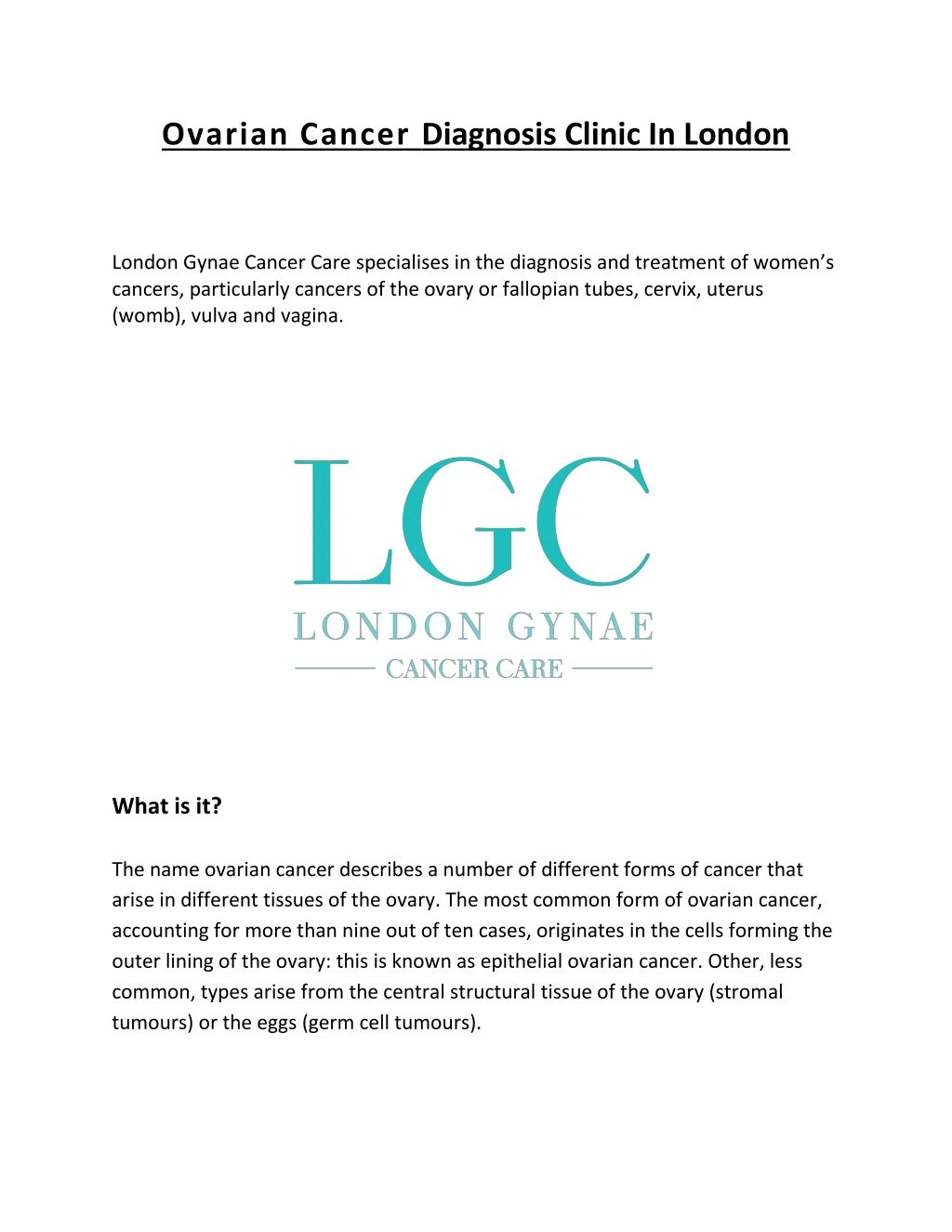 ovarian cancer diagnosis clinic in london