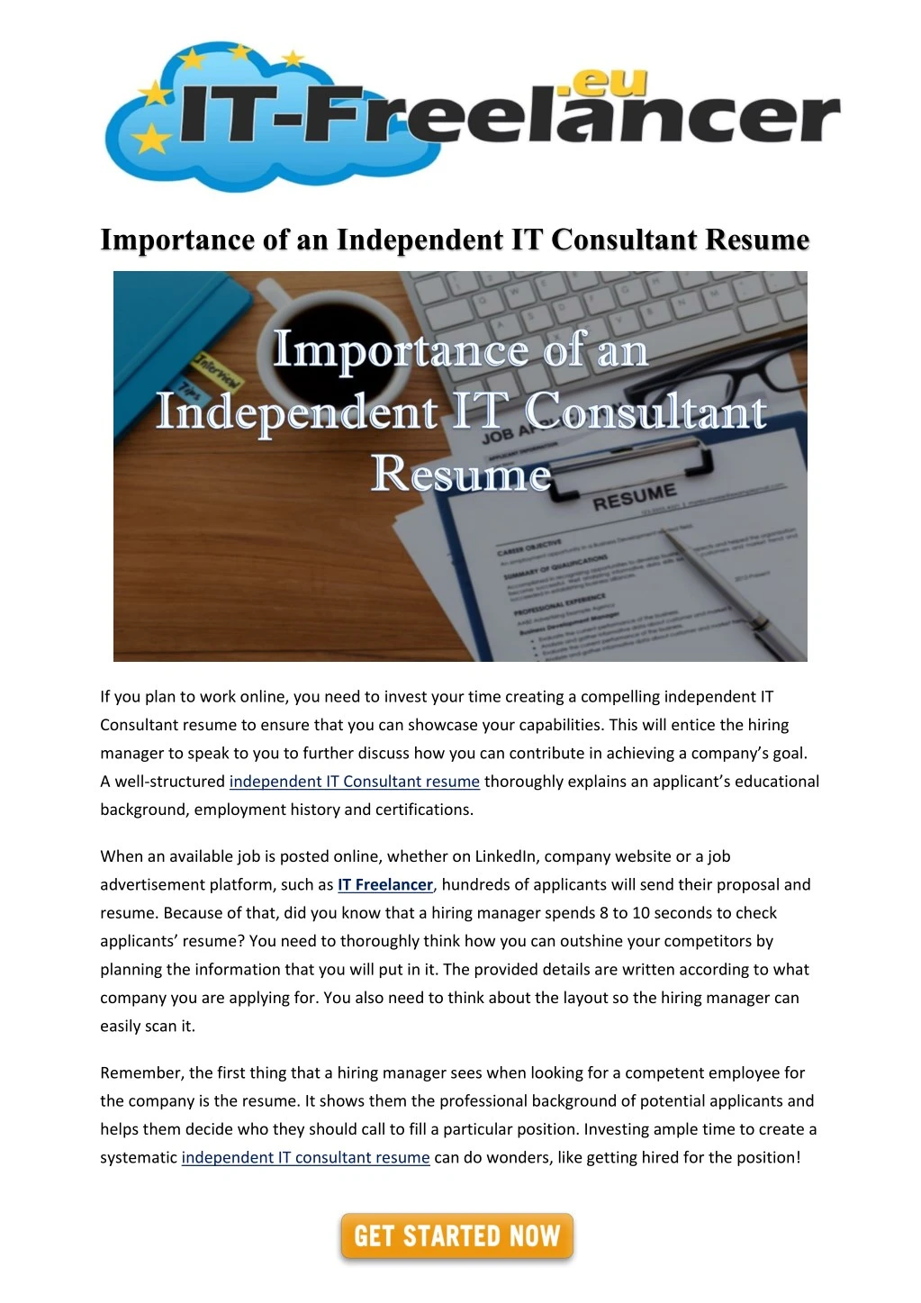 importance of an independent it consultant resume