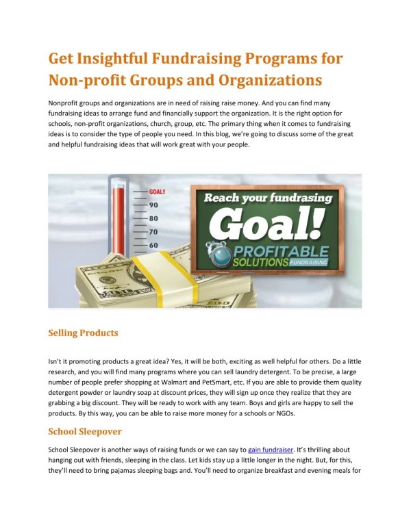 Get Insightful Fundraising Programs for Non-profit Groups and Organizations