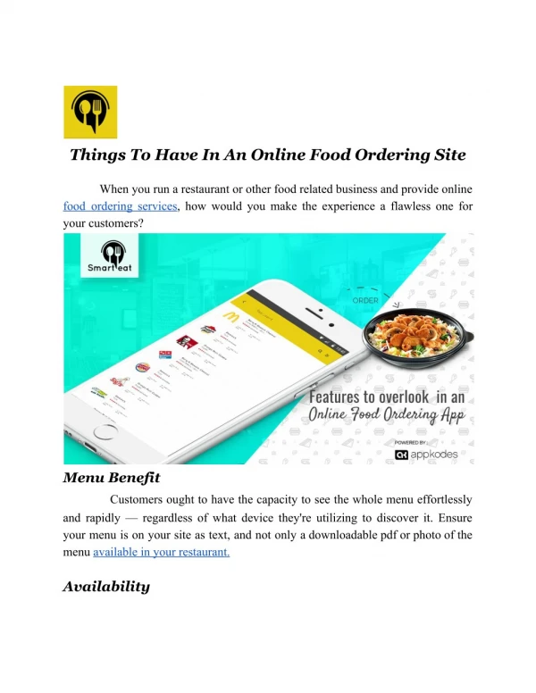 The Best Online Food Ordering Sites For SmartEat | Appkodes