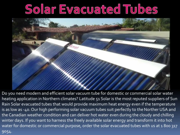 Solar Evacuated Tubes
