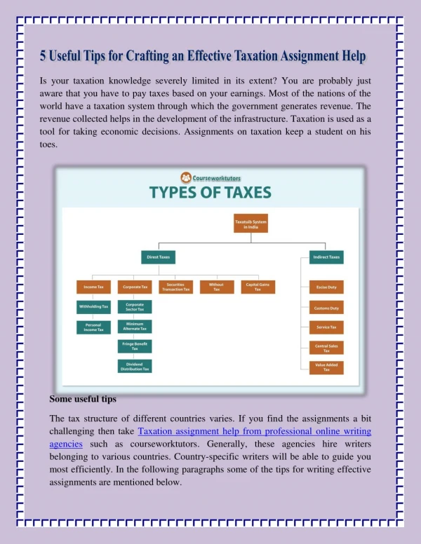 5 Useful Tips for Crafting an Effective Taxation Assignment Help