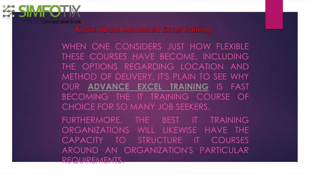 know about advanced excel training