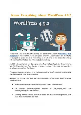 Know Everything About WordPress 4.9.2 - slide 1