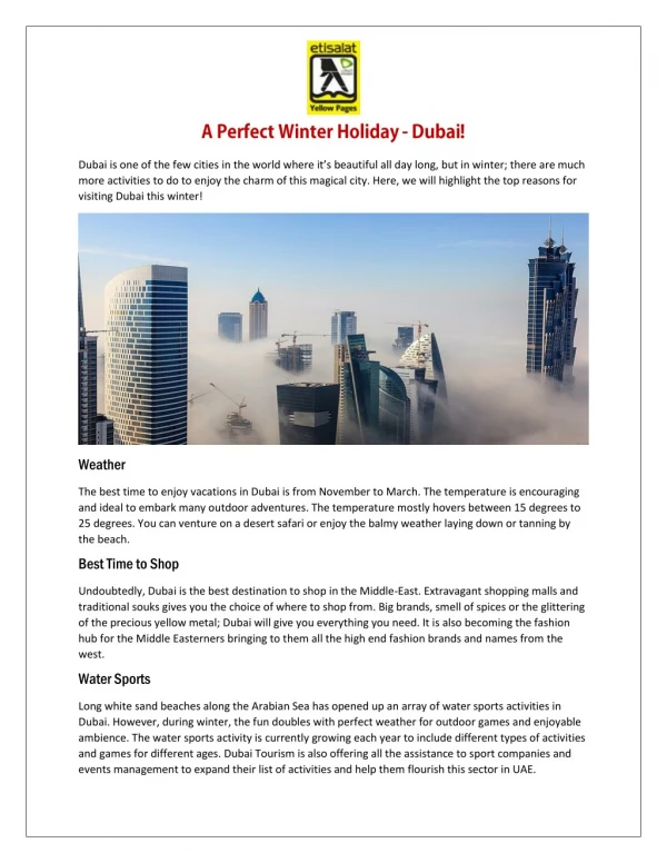 A Perfect Winter Holiday - Dubai - Etisalat Yellowpages
