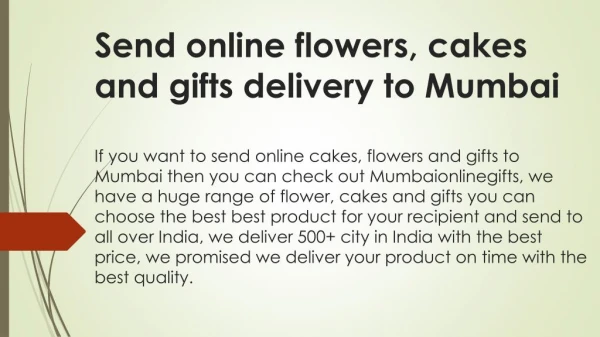 Mumbai online gifts for online delivery of cake and flowers