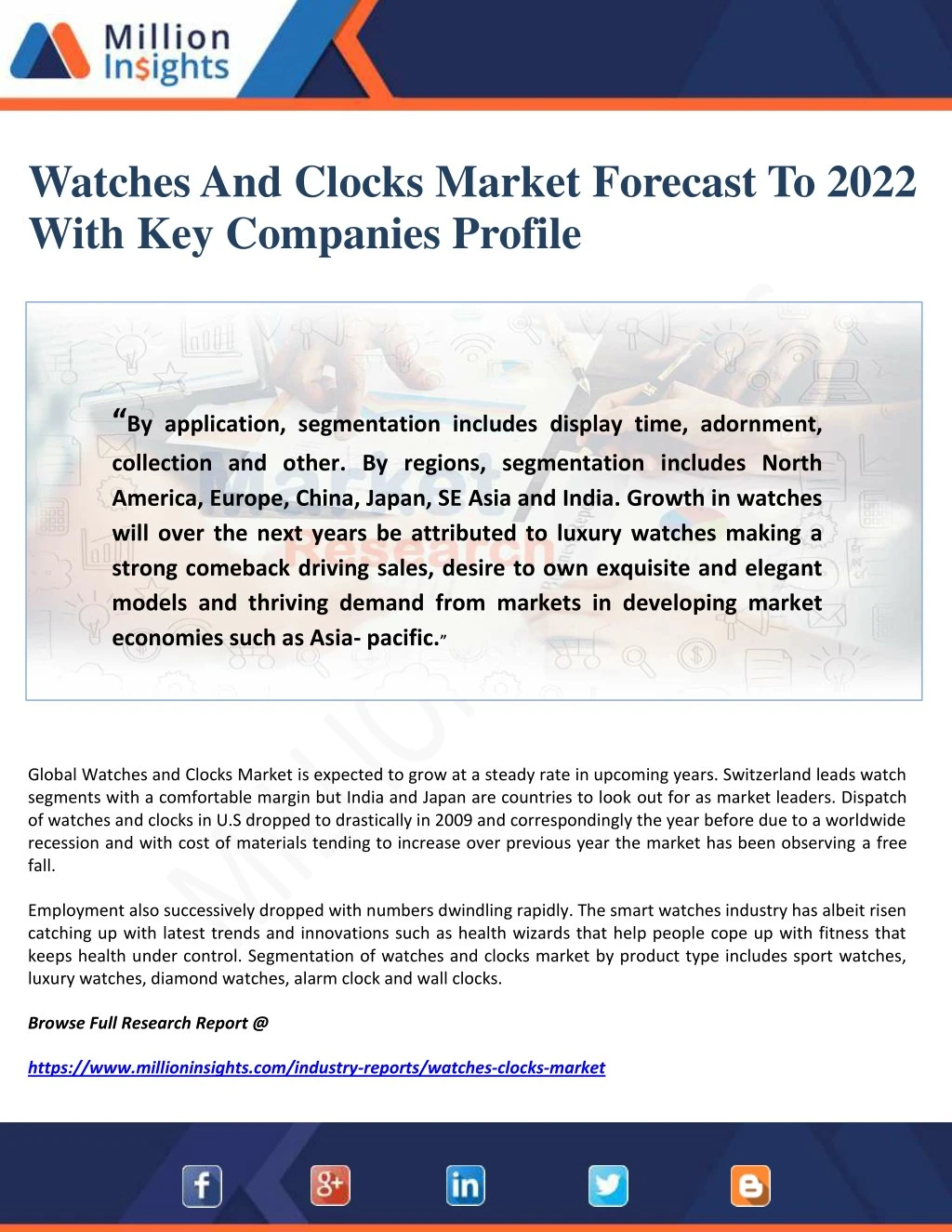 watches and clocks market forecast to 2022 with