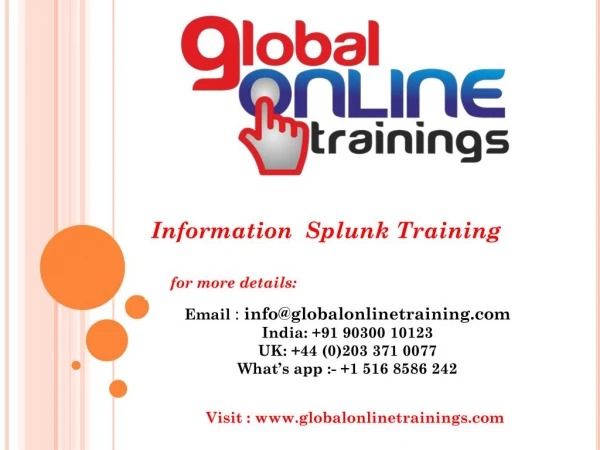 Splunk training | Splunk Online Training - Global Online Trainings