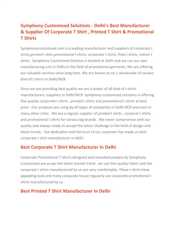 Corporate T Shirt Manufacturer In Delhi