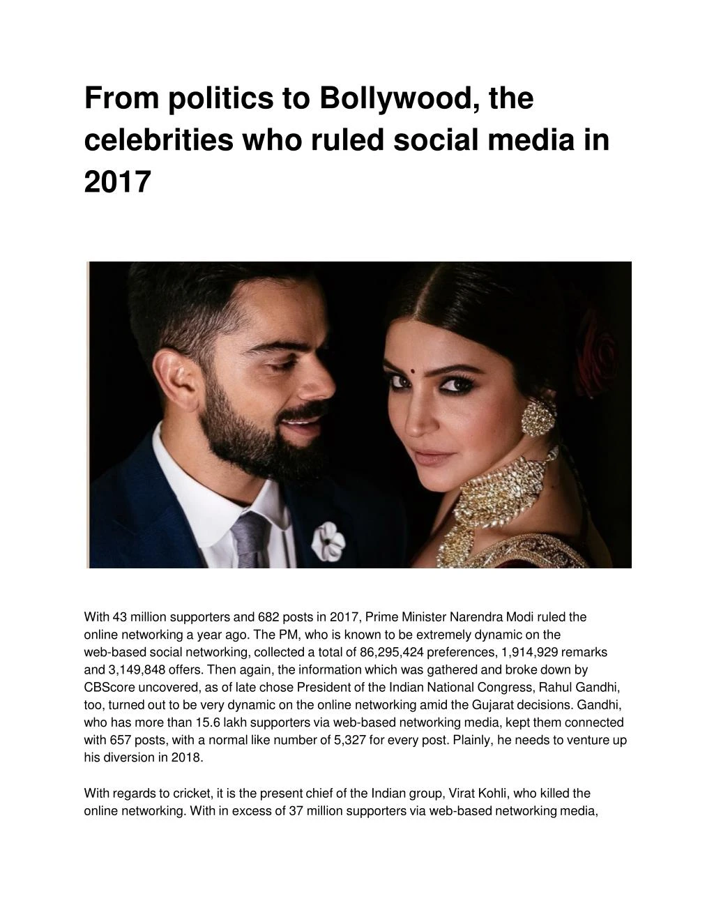 from politics to bollywood the celebrities who ruled social media in 2017