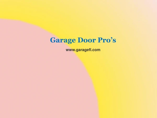 Garage Door Service & Repair in Weston- www.garagefl.com