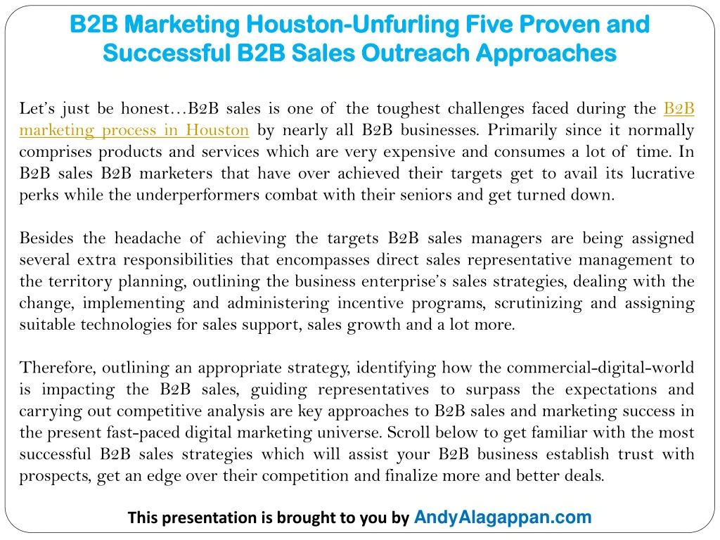 b2b marketing houston unfurling five proven and successful b2b sales outreach approaches