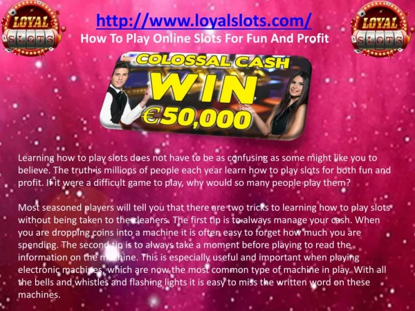 How To Play Online Slots For Fun And Profit