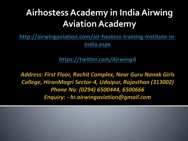 Airhostess Academy in India Airwing Aviation Academy